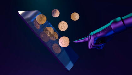 Futuristic NFT concept to earn, video games, technology, metaverse and crypto. 3d render - obrazy, fototapety, plakaty