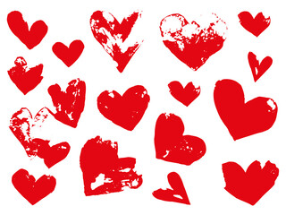 Abstract red hearts. Set of elements for decor. Valentine's Day. The 14th of February. Love. Heart. Set of hearts.