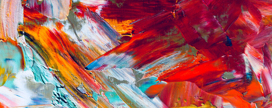 Color texture. Hand drawn oil painting on canvas. Abstract art background. Modern, contemporary art. Colorful canvas. Wall decor background © Valeriy