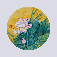 pink lotus in a circle