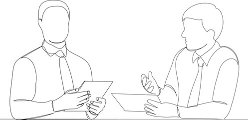 men talks sketch, continuous line drawing, vector