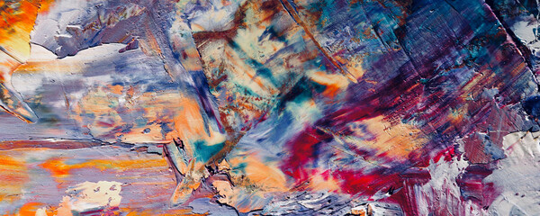 Color texture. Hand drawn oil painting on canvas. Abstract art background. Modern, contemporary art. Colorful canvas. Wall decor background	
