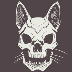 cat skeleton clipart brown, hand drawn vector picture