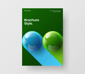 Abstract 3D spheres poster concept. Amazing annual report design vector layout.