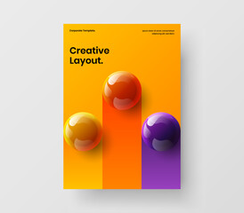 Multicolored realistic balls banner illustration. Premium booklet design vector template.