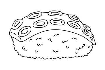 Hand drawn sushi clipart. Japanese traditional cuisine dishes. Asian food
