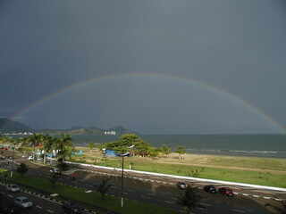 rainbow over the city