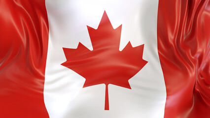 Canada flag with reflections. Country. 3d render illustration