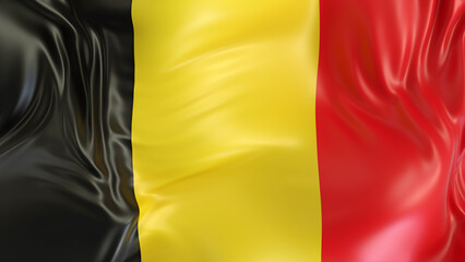 Belgium flag with reflections. Country. 3d render illustration