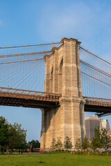 Beautiful pillar of the Brooklyn Bridge view of one of the symbols of New York