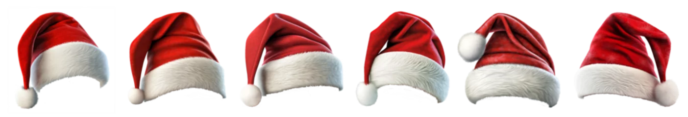 Foto op Canvas Set collection of  isolated santa claus christmas hats on transparent background  © Jonas