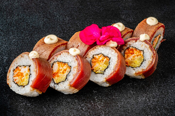 tasty sushi on the board