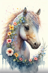 little horse with flowers