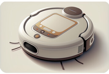 Fototapeta premium Robotic vacuum cleaner up close on a white background. Generative AI