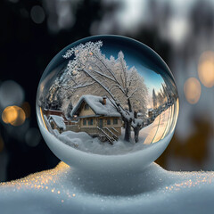 snow globe in the snow