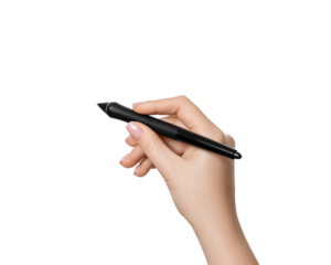 Female hand with an digital pen, isolate on a white background