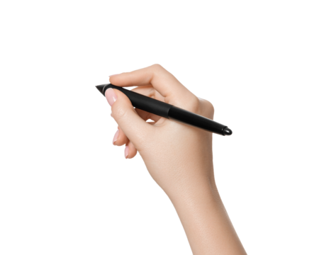 Female hand with a digital pen, isolate on a white background