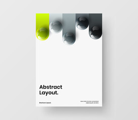 Abstract cover vector design layout. Minimalistic realistic balls leaflet illustration.