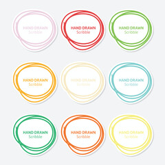 Set of hand drawn scribble sticker