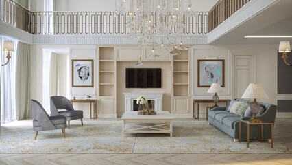 modern apartment interior, 3D illustration