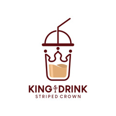 Beverage logo design, king drink with cup glass