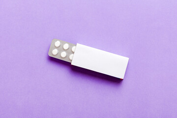 Blank White Product Package Box Mock-up. Open blank medicine drug box with blister top view