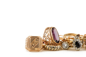 Golden jewerly isolated on the white background