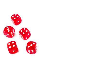 photo of red casino dice on white background