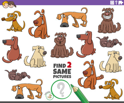 find two same cartoon dog characters educational game