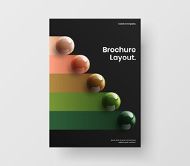 Premium flyer A4 design vector illustration. Creative 3D spheres corporate brochure layout.