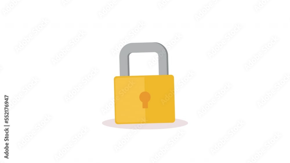 Poster safe secure padlock open animation