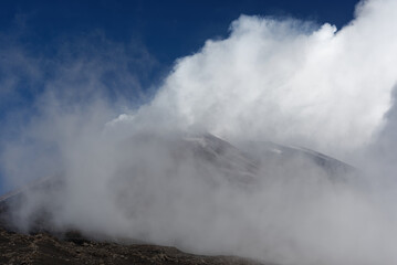 Mount Etna, one of the world's most active volcanoes, in October, currently inactive