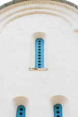 old vintage windows on white house