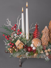 christmas decor isolated on gray background