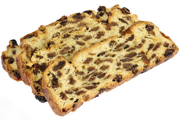 Bremer Klaben, a type of Stollen from Bremen, Germany, isolated on white background