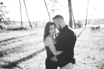 Young couple in love walking in the park
