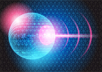 Hexagon and circle on a dark blue background. abstract background texture. technology background.