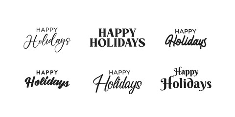 Happy Holidays Gold Vector Holiday Text, Holiday Text, Holiday Sign, Happy Holidays, Holiday Text Set, Happy Holidays Background, Holiday Background, Isolated Illustration - Vector