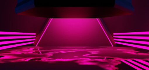 Fototapeta na wymiar 3d illustration rendering, gaming gamer background abstract wallpaper, cyberpunk style metaverse scifi game, neon glow of stage scene pedestal room