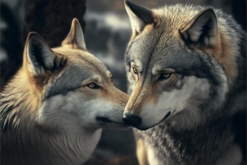 Fototapeta premium gray wolfs in the wild