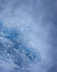 Generative AI illustration of a blue frosty winter landscape.