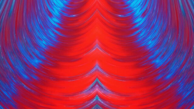 Movable blue-red background with an ornamental pattern. Fluid art of paint.