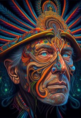 Obraz premium Generative AI abstract render of an old mage