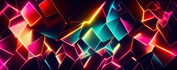 Futuristic Abstract Neon Glowing Background banner (generative ai)