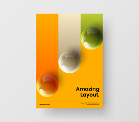 Abstract 3D spheres company brochure concept. Minimalistic postcard vector design template.