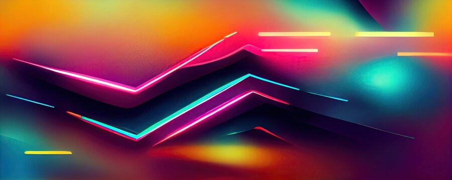 Abstract Futuristic neon synthwave vaporwave texture background banner (generative ai art)