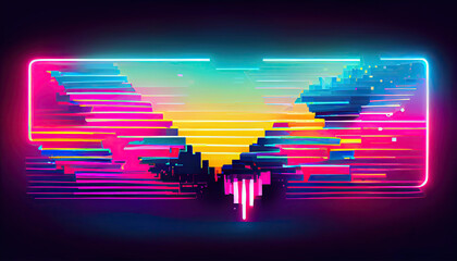 futuristic retro synthwave neon abstract music design background banner (generative ai art)