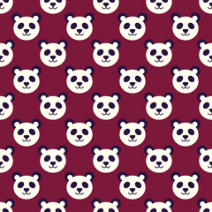 Seamless vector pattern of panda head for printing and wrapping