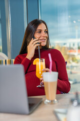 Pregnant woman in a restaurant