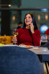 Pregnant woman in a restaurant